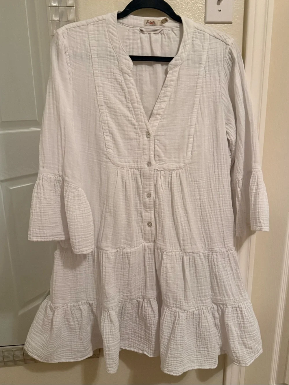 Faherty Dune White Cotton Gauze Kasey Dress - Size Small - Picture 2 of 4
